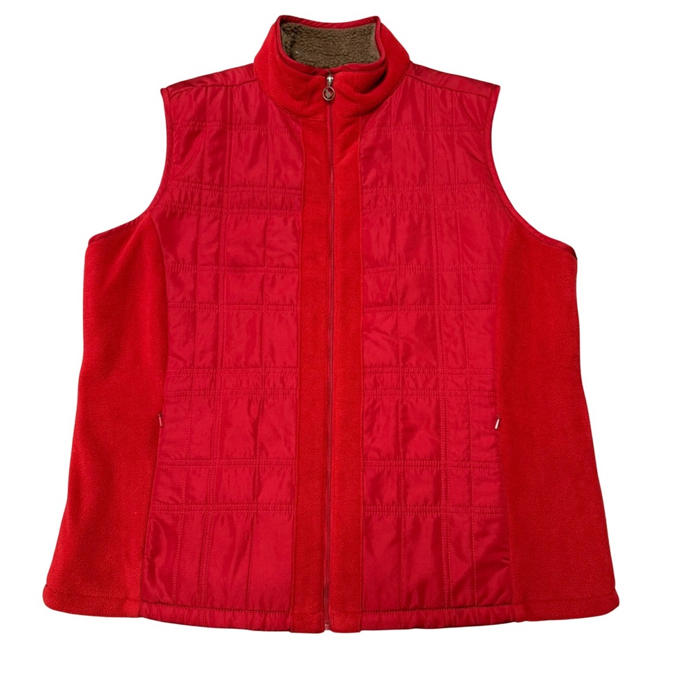 Columbia Mix It Around Vest Womens XL Red Quilted Sherpa Fleece Lined Outdoor
